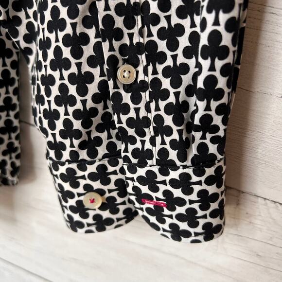 Talbots Shirt Womens SZ 18WP Black & White Clover Wrinkle Resistant Long Sleeve - Picture 12 of 15